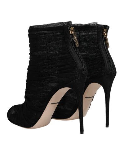 Bottines à talons aiguilles en maille noire Dolce &amp; Gabbana