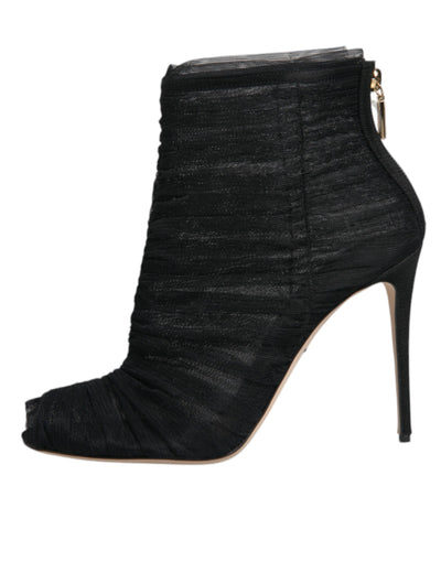 Bottines à talons aiguilles en maille noire Dolce &amp; Gabbana