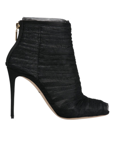 Bottines à talons aiguilles en maille noire Dolce &amp; Gabbana