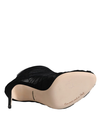 Bottines à talons aiguilles en maille noire Dolce &amp; Gabbana
