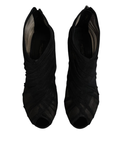 Bottines à talons aiguilles en maille noire Dolce &amp; Gabbana