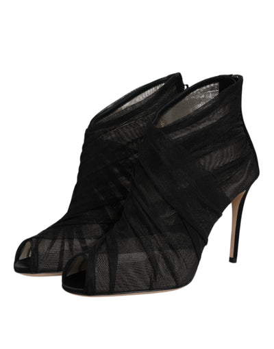 Bottines à talons aiguilles en maille noire Dolce &amp; Gabbana