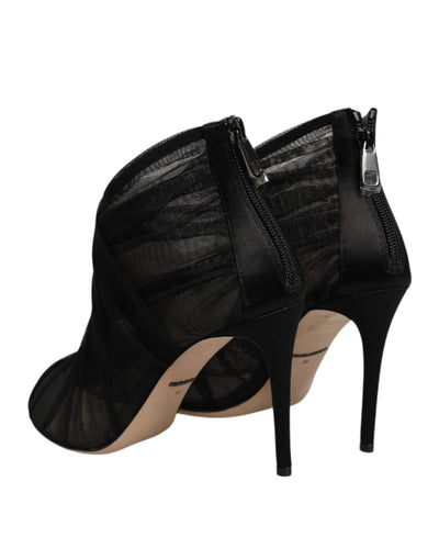 Bottines à talons aiguilles en maille noire Dolce &amp; Gabbana