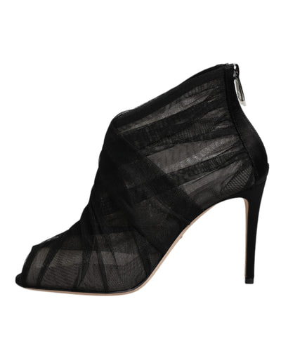 Bottines à talons aiguilles en maille noire Dolce &amp; Gabbana