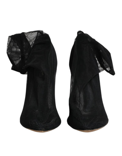 Bottes chaussettes en nylon extensible noir Dolce &amp; Gabbana