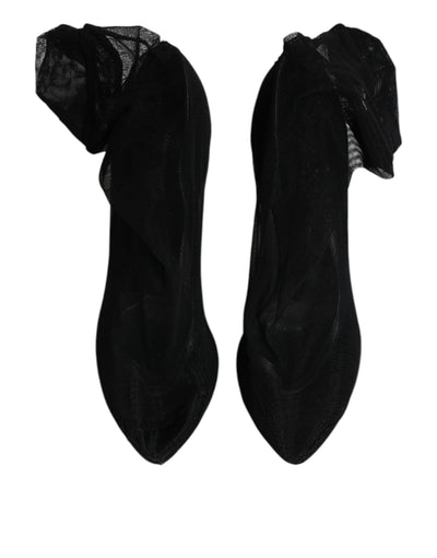 Bottes chaussettes en nylon extensible noir Dolce &amp; Gabbana