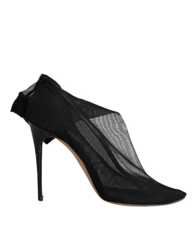 Bottes chaussettes en nylon extensible noir Dolce &amp; Gabbana