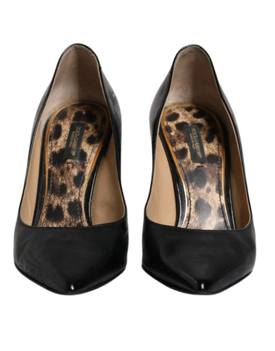 Dolce &amp; Gabbana Zwarte Kalfsleren Stiletto Hakken Pumps Schoenen