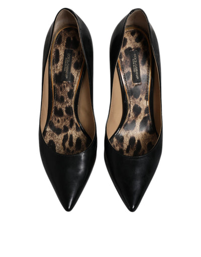 Dolce &amp; Gabbana Zwarte Kalfsleren Stiletto Hakken Pumps Schoenen