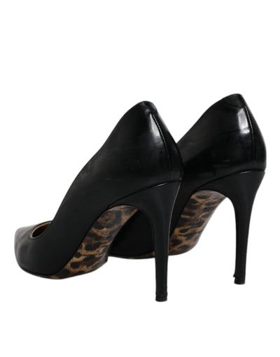 Dolce &amp; Gabbana Zwarte Kalfsleren Stiletto Hakken Pumps Schoenen
