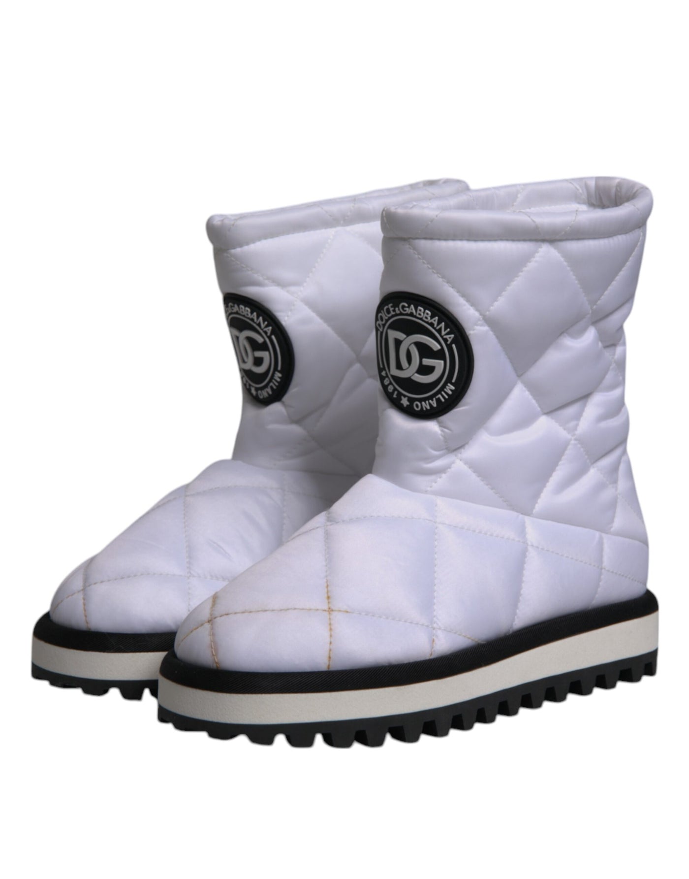 Bottes mi-mollet rembourrées en viscose blanche Dolce &amp; Gabbana