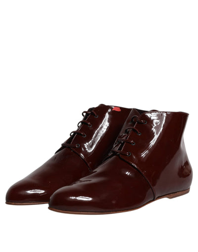 Bottines à lacets en cuir marron Dolce &amp; Gabbana