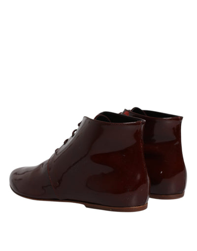 Bottines à lacets en cuir marron Dolce &amp; Gabbana