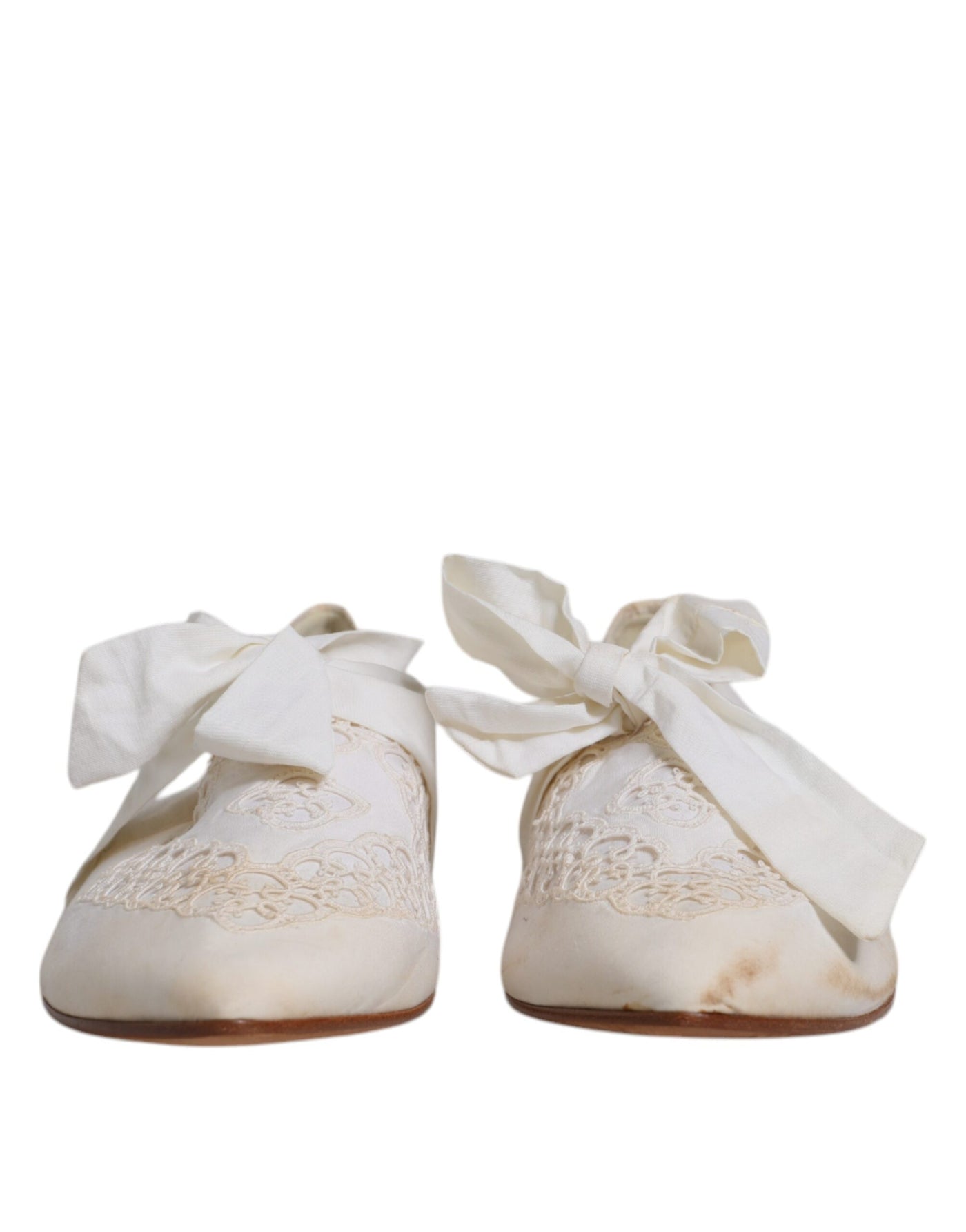 Dolce &amp; Gabbana witte ballerina's van lintstof