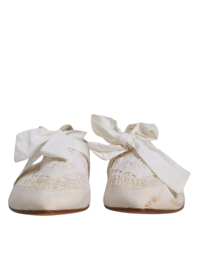 Dolce &amp; Gabbana witte ballerina's van lintstof