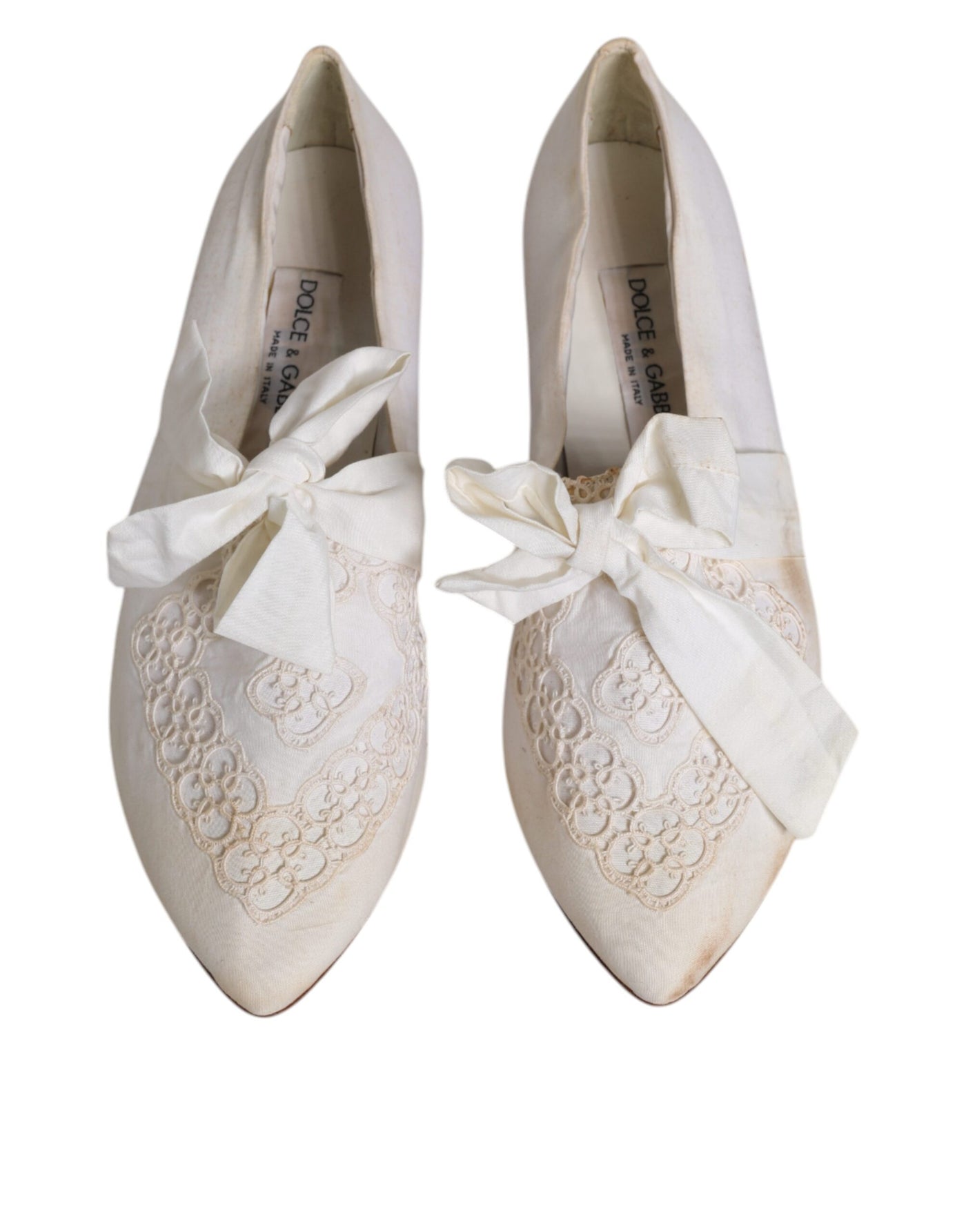 Dolce &amp; Gabbana witte ballerina's van lintstof