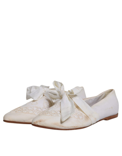Dolce &amp; Gabbana witte ballerina's van lintstof