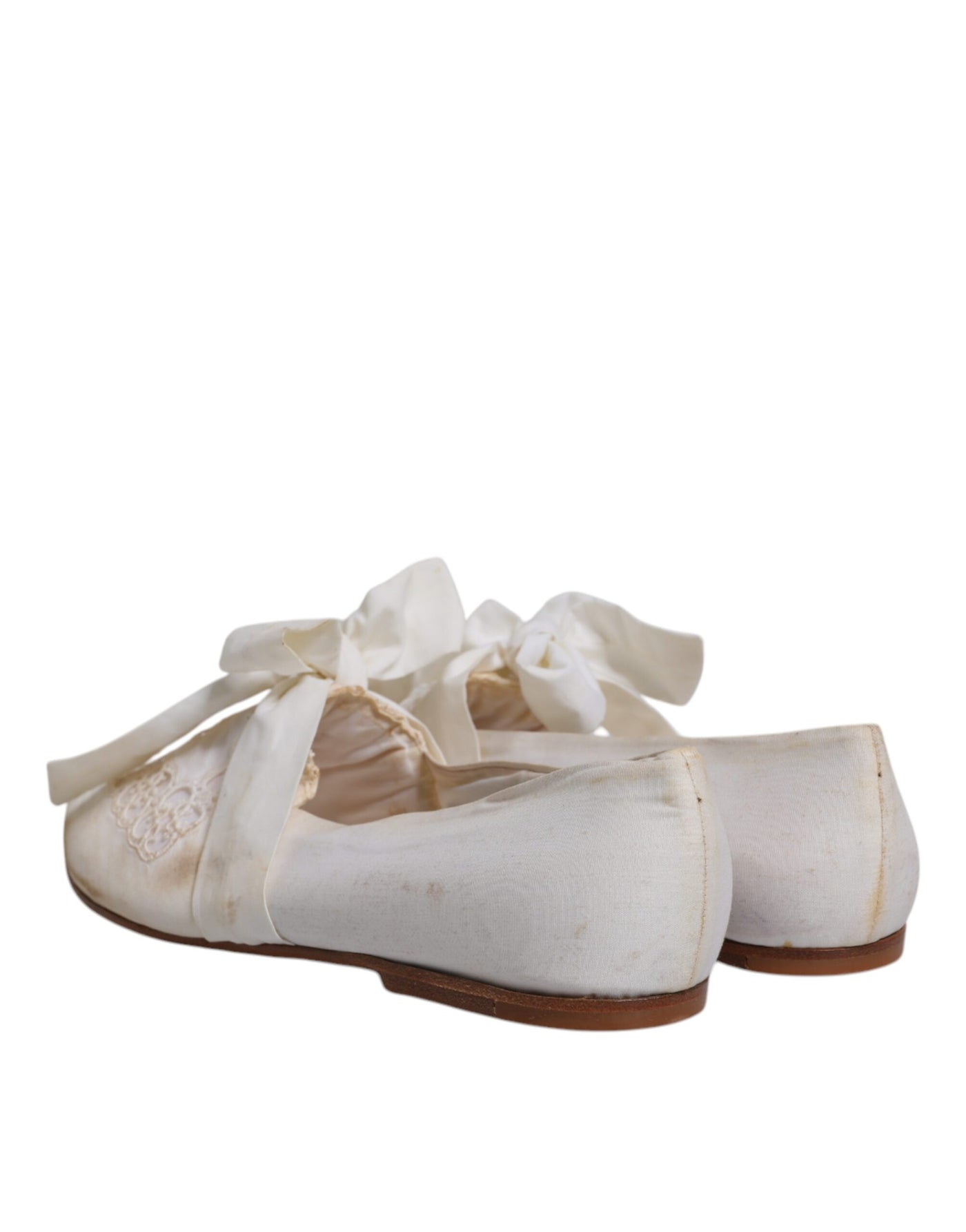 Dolce &amp; Gabbana witte ballerina's van lintstof