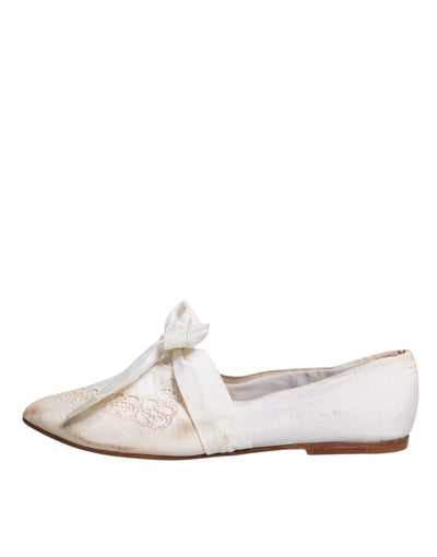 Dolce &amp; Gabbana witte ballerina's van lintstof