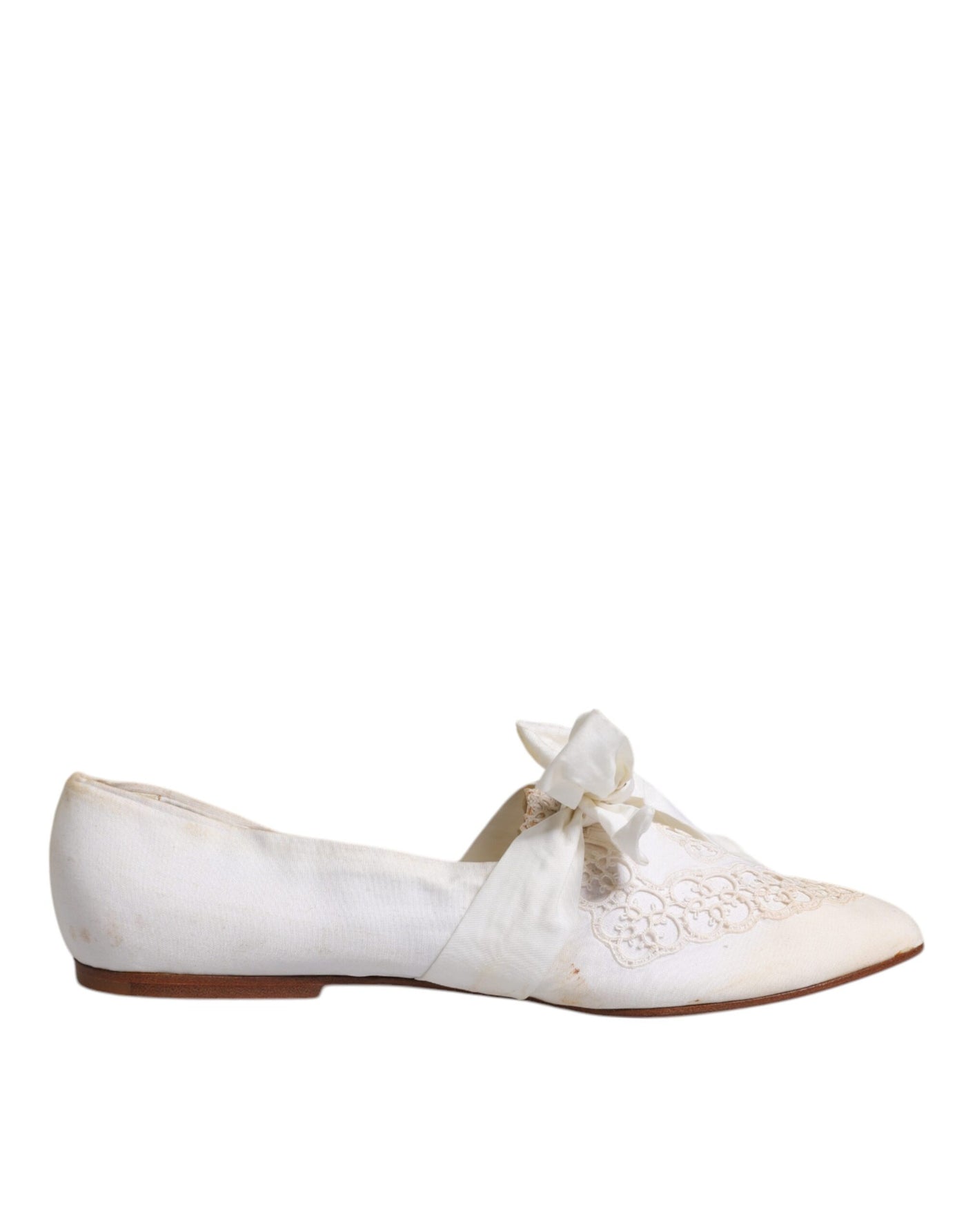 Dolce &amp; Gabbana witte ballerina's van lintstof
