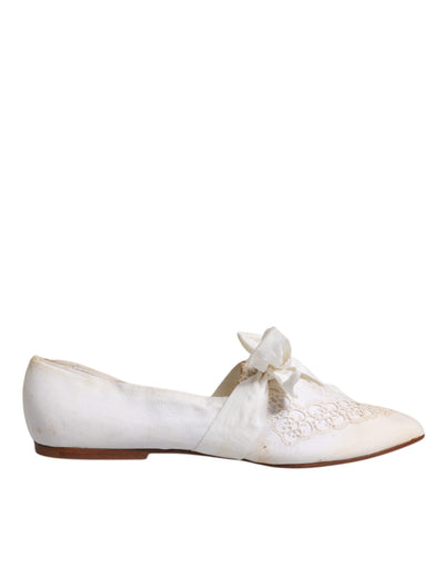 Dolce &amp; Gabbana witte ballerina's van lintstof