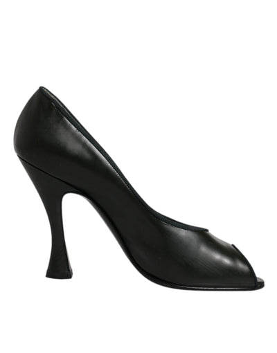 Dolce &amp; Gabbana Groene Leren Peep Toe Hakken Pumps Schoenen