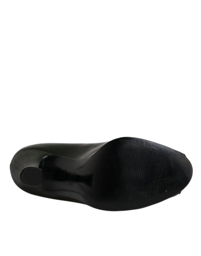 Dolce &amp; Gabbana Groene Leren Peep Toe Hakken Pumps Schoenen