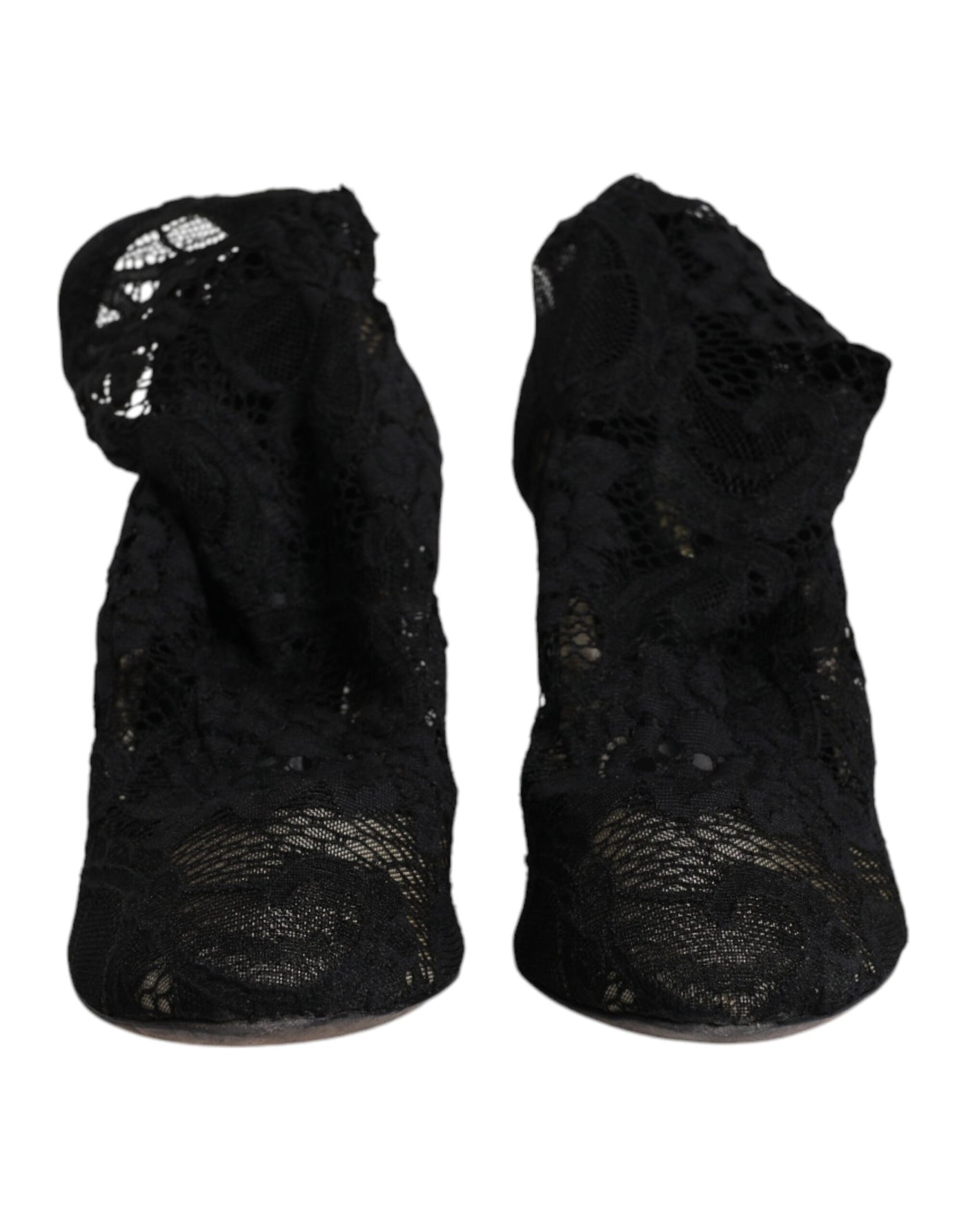 Bottes mi-mollet extensibles en dentelle noire Dolce &amp; Gabbana