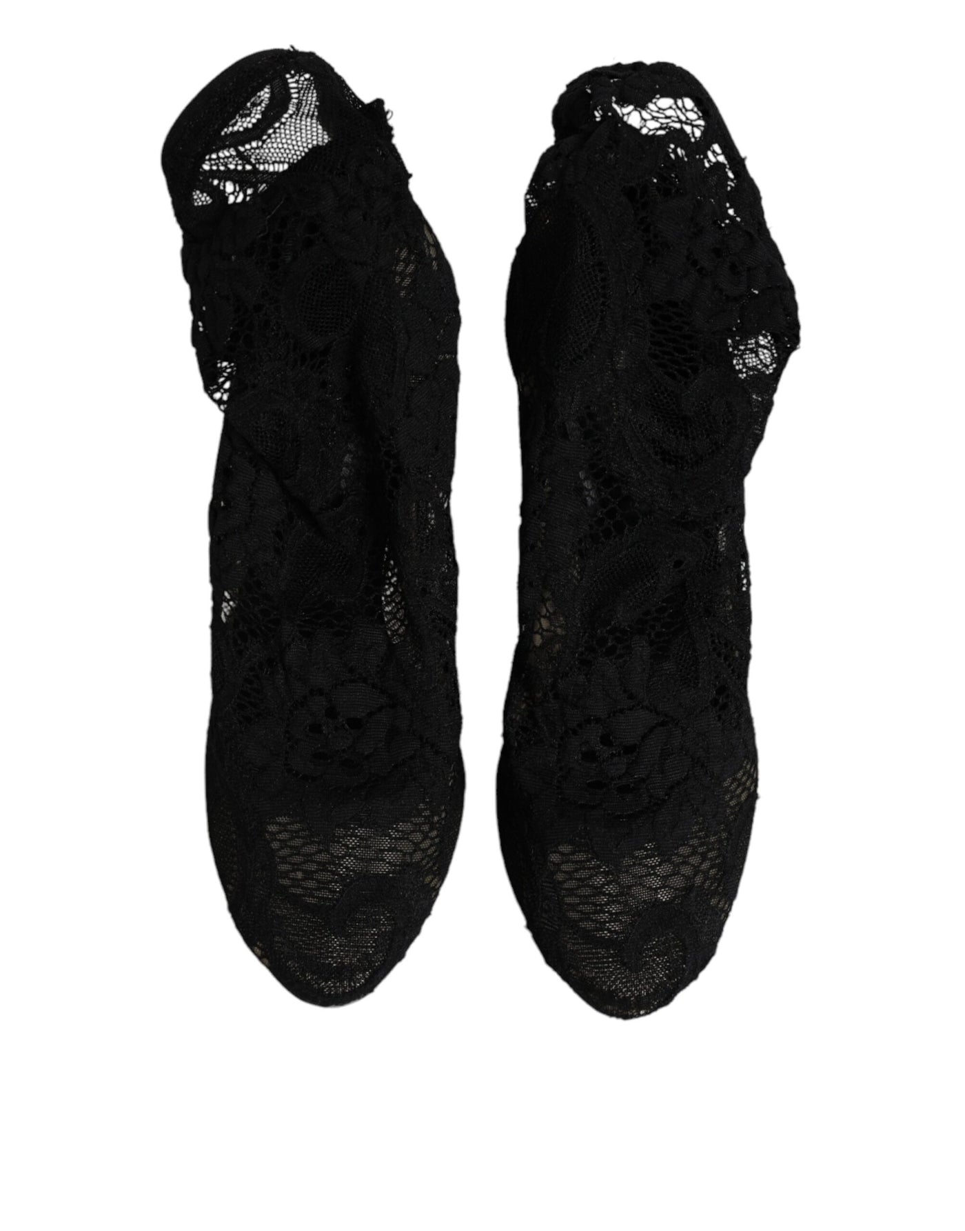Bottes mi-mollet extensibles en dentelle noire Dolce &amp; Gabbana