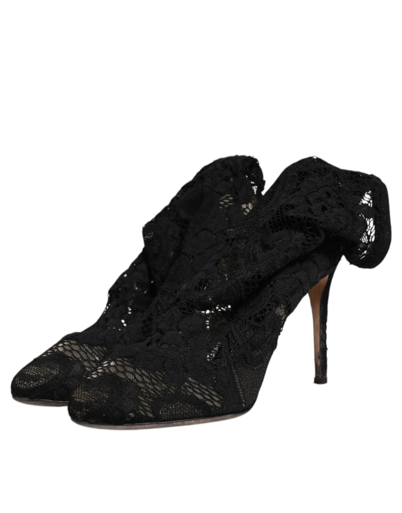 Bottes mi-mollet extensibles en dentelle noire Dolce &amp; Gabbana