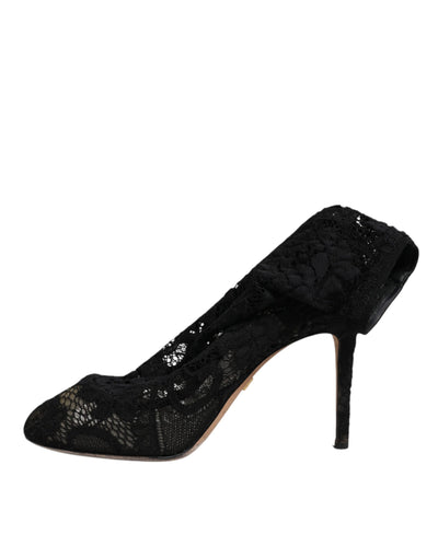 Bottes mi-mollet extensibles en dentelle noire Dolce &amp; Gabbana