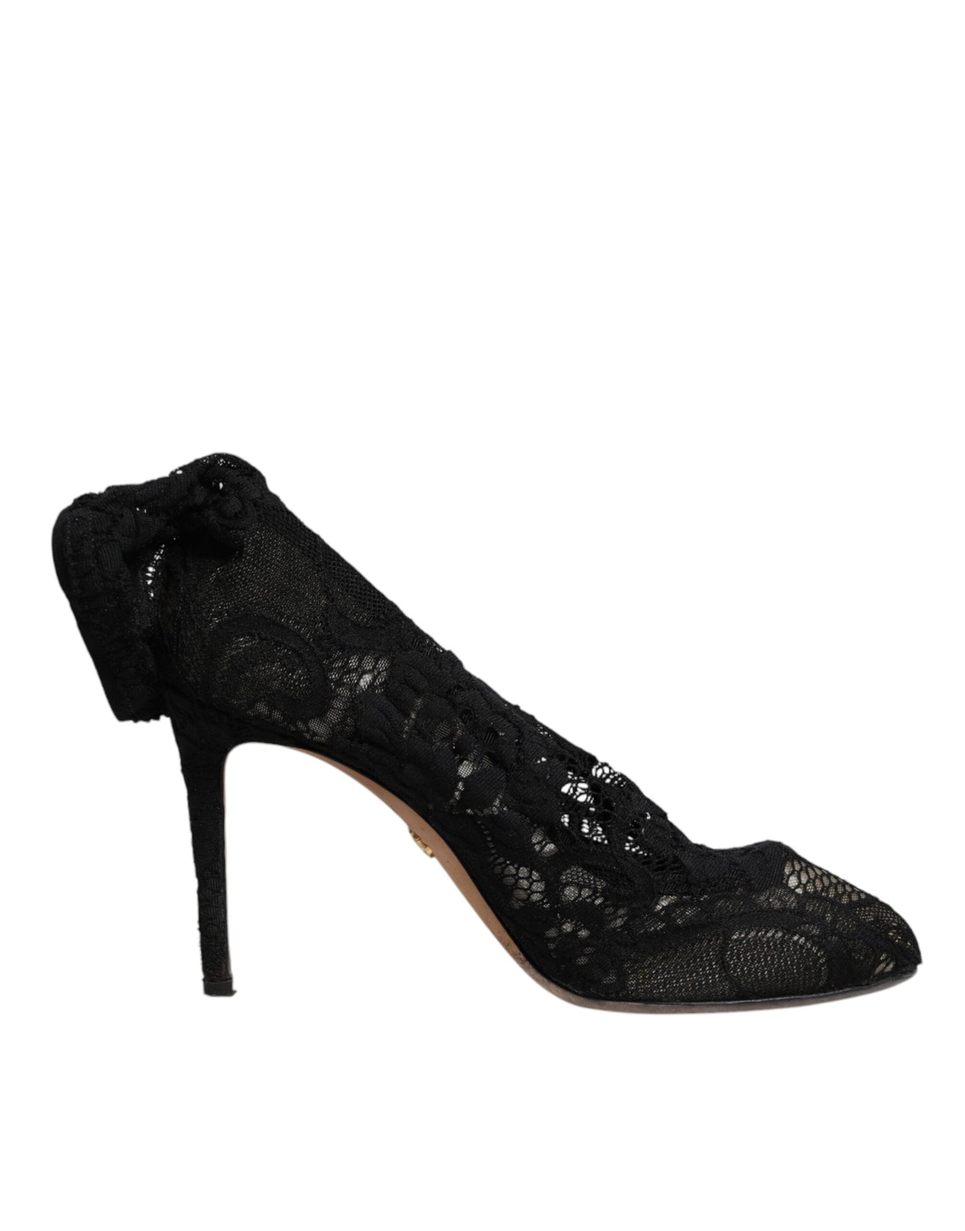 Bottes mi-mollet extensibles en dentelle noire Dolce &amp; Gabbana