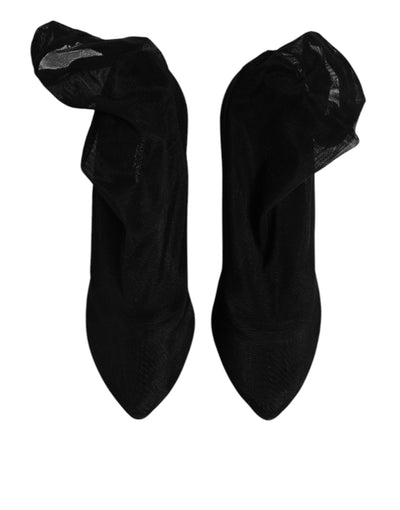 Chaussures à talons aiguilles en maille de soie noire Dolce &amp; Gabbana