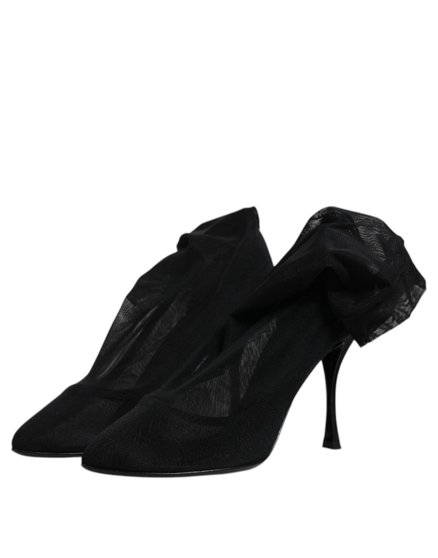 Chaussures à talons aiguilles en maille de soie noire Dolce &amp; Gabbana