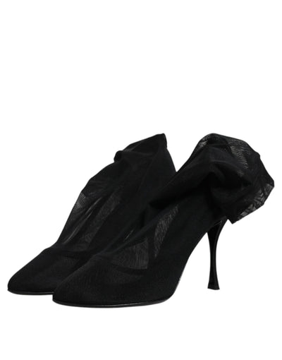 Chaussures à talons aiguilles en maille de soie noire Dolce &amp; Gabbana