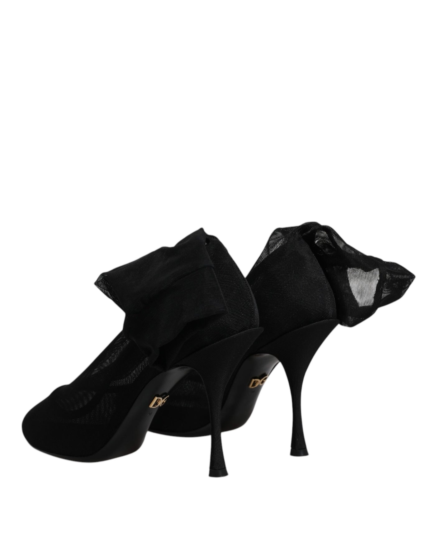 Chaussures à talons aiguilles en maille de soie noire Dolce &amp; Gabbana
