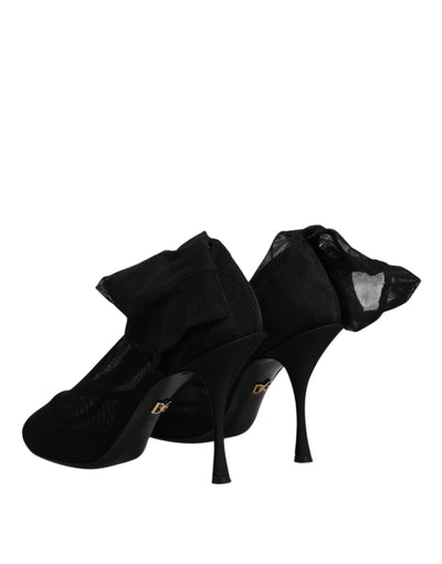 Chaussures à talons aiguilles en maille de soie noire Dolce &amp; Gabbana