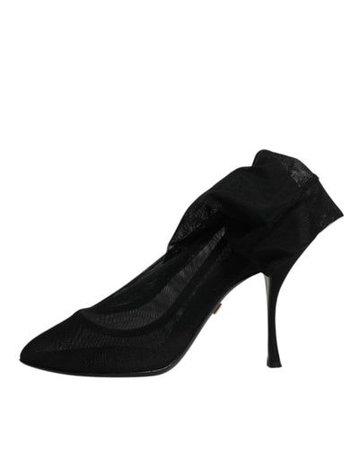 Chaussures à talons aiguilles en maille de soie noire Dolce &amp; Gabbana