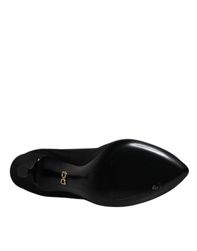 Chaussures à talons aiguilles en maille de soie noire Dolce &amp; Gabbana