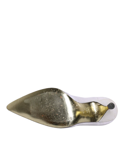 Dolce &amp; Gabbana Witte Beige Leren Hoge Hakken Pumps Schoenen