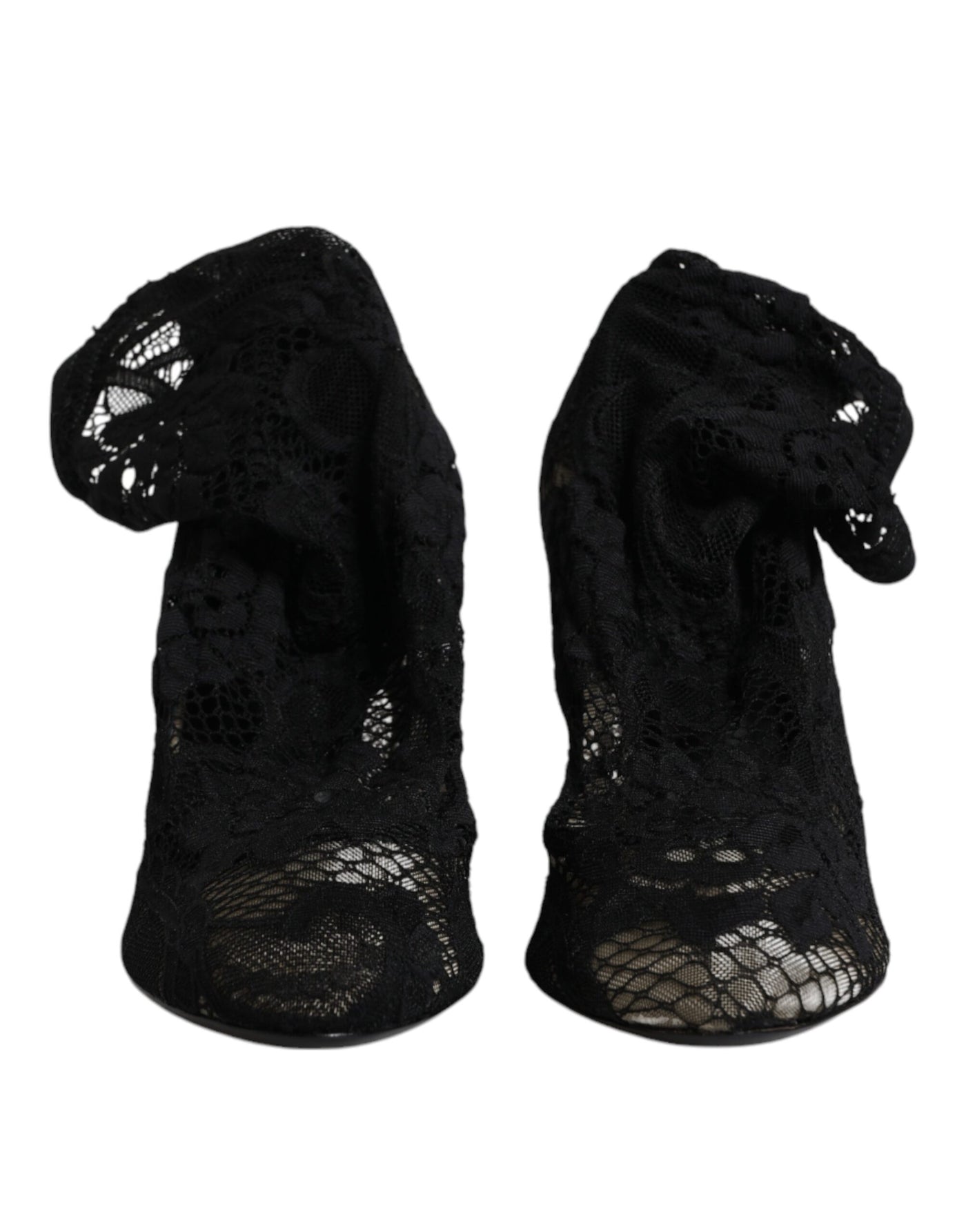 Bottes mi-mollet extensibles en dentelle noire Dolce &amp; Gabbana