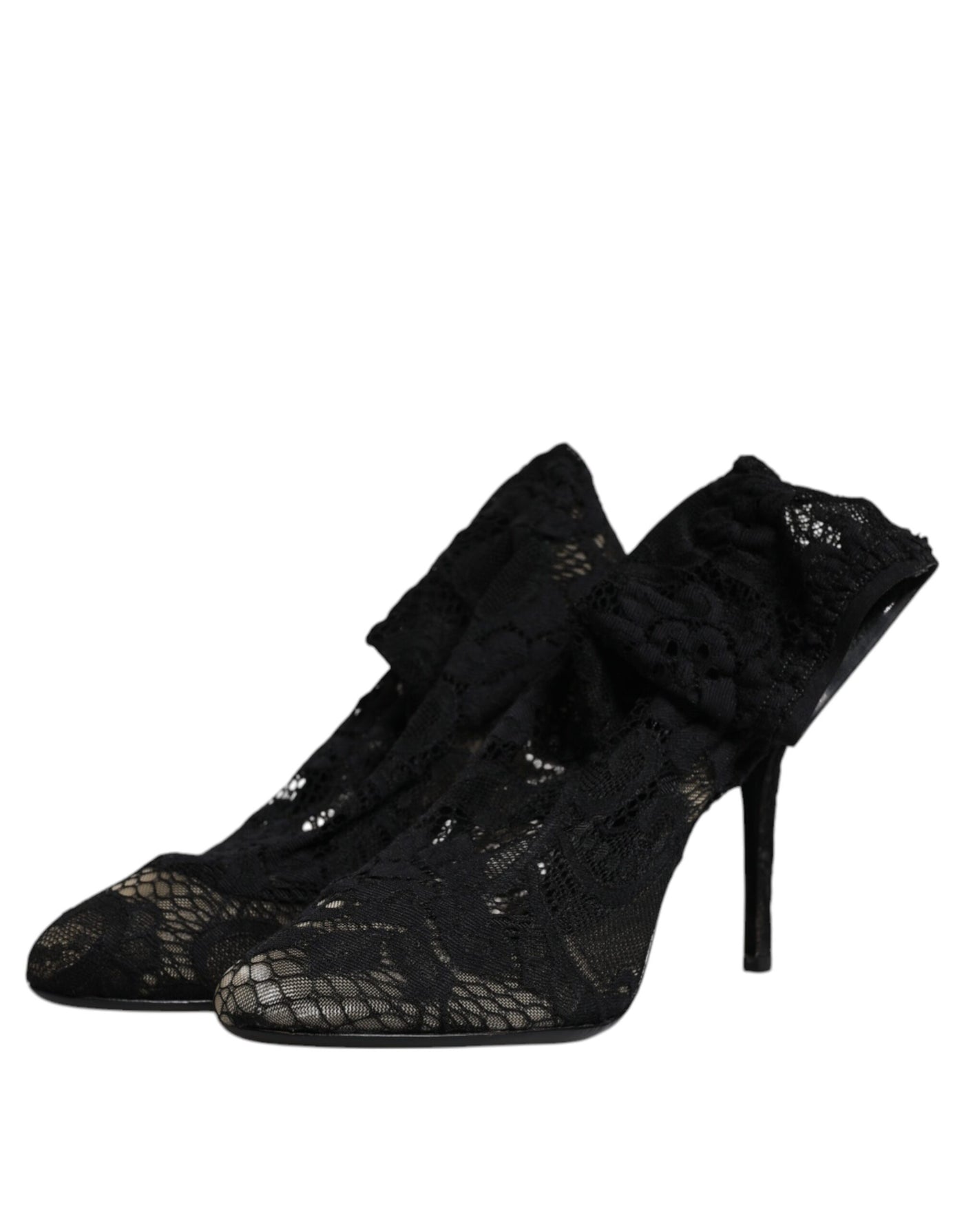 Bottes mi-mollet extensibles en dentelle noire Dolce &amp; Gabbana