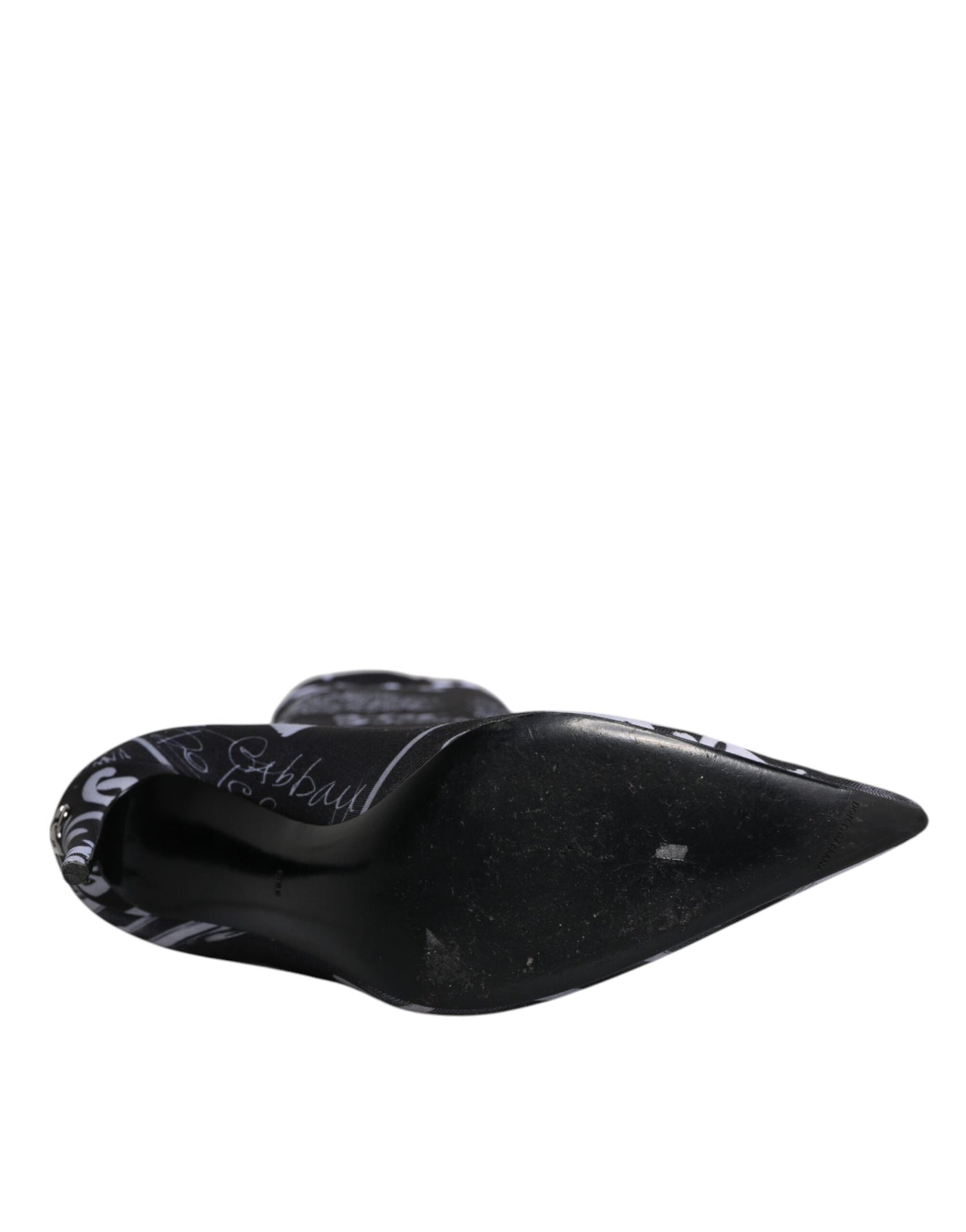 Bottes hautes extensibles à talons et logo noir Dolce &amp; Gabbana