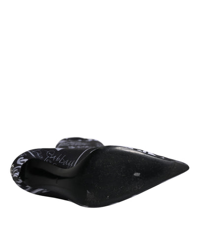 Bottes hautes extensibles à talons et logo noir Dolce &amp; Gabbana
