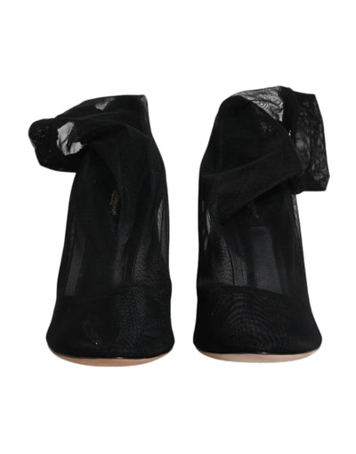 Bottes style chaussettes en maille de nylon noir Dolce &amp; Gabbana