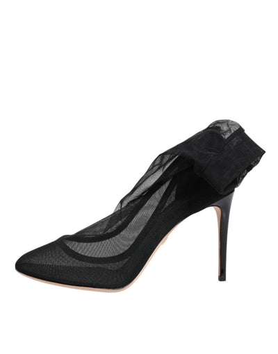 Bottes style chaussettes en maille de nylon noir Dolce &amp; Gabbana