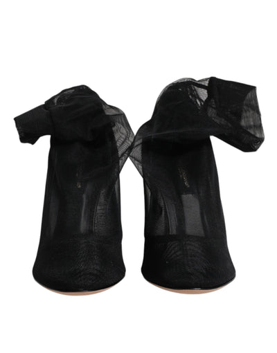Bottes style chaussettes en maille de nylon noir Dolce &amp; Gabbana