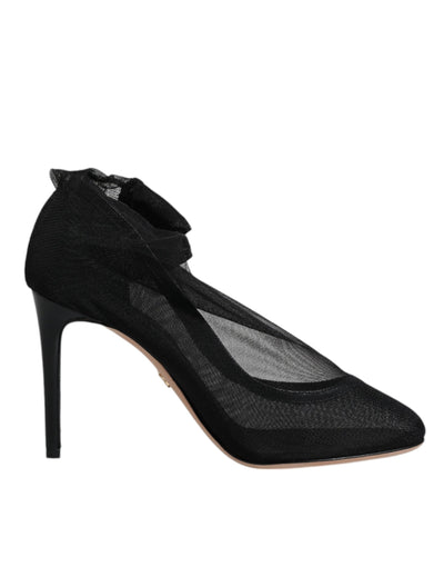 Bottes style chaussettes en maille de nylon noir Dolce &amp; Gabbana