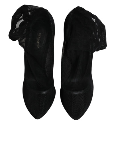 Bottes style chaussettes en maille de nylon noir Dolce &amp; Gabbana