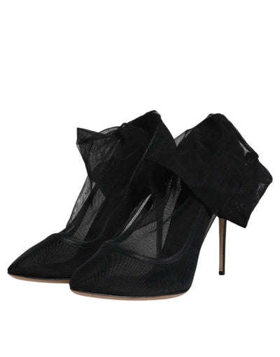 Bottes style chaussettes en maille de nylon noir Dolce &amp; Gabbana